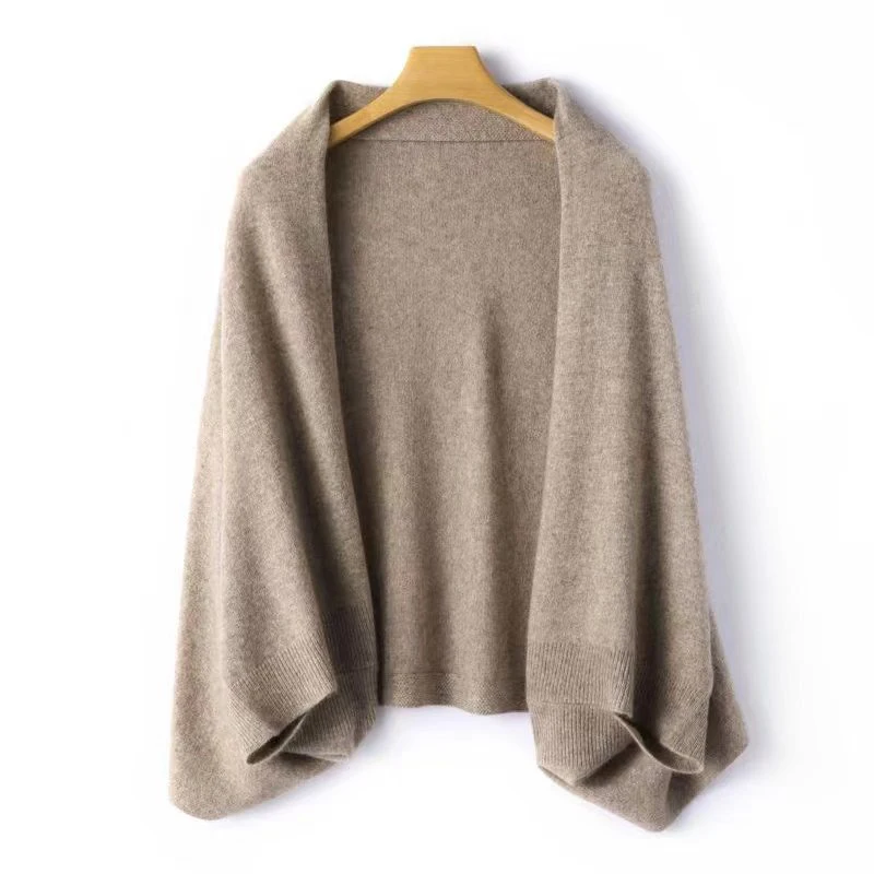 100 % Wolle Damen-Strickschal, weich, warm, Strickwaren, Strickjacke, Umhang, Wickel, Schulter, Hals, schützen, Pashmina-Schals, doppelter Verwendungszweck Image
