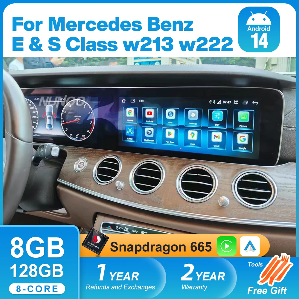 Nunoo Auto-Multimedia-Player, LCD-Dashboard, digitaler Bildschirm für Benz W213 W222 2014–2022, Touch-Navigation, CarPlay Android 14 Image
