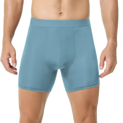 Herren-Sportunterwäsche aus Eisseide, für den Sommer, dünnes Tragen, Bein, Laufen, atmungsaktiv, große Größe, verlängerte Boxershorts im Schritt Image