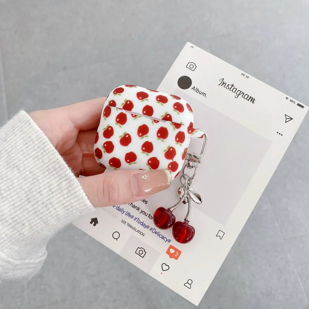 Silikonhülle für Airpods 4 3 Pro 2 1 mit 3D-Kirschanhänger Apple Paint Wireless-Kopfhörerhüllen für Apple Airpods Pro2-Abdeckungen Image