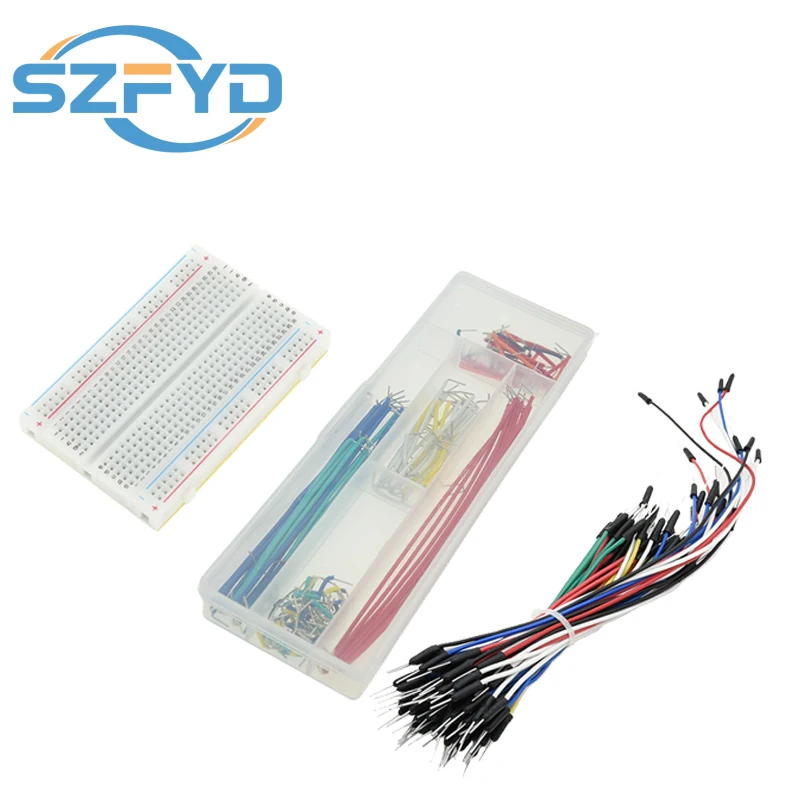 Breadboard-Überbrückungsdraht-Set mit 400-Punkt-Breadboard + 65 Stück M/M-Überbrückungsdraht in mehreren Größen + 140 Stück 2-125 mm Überbrückungsdraht Image