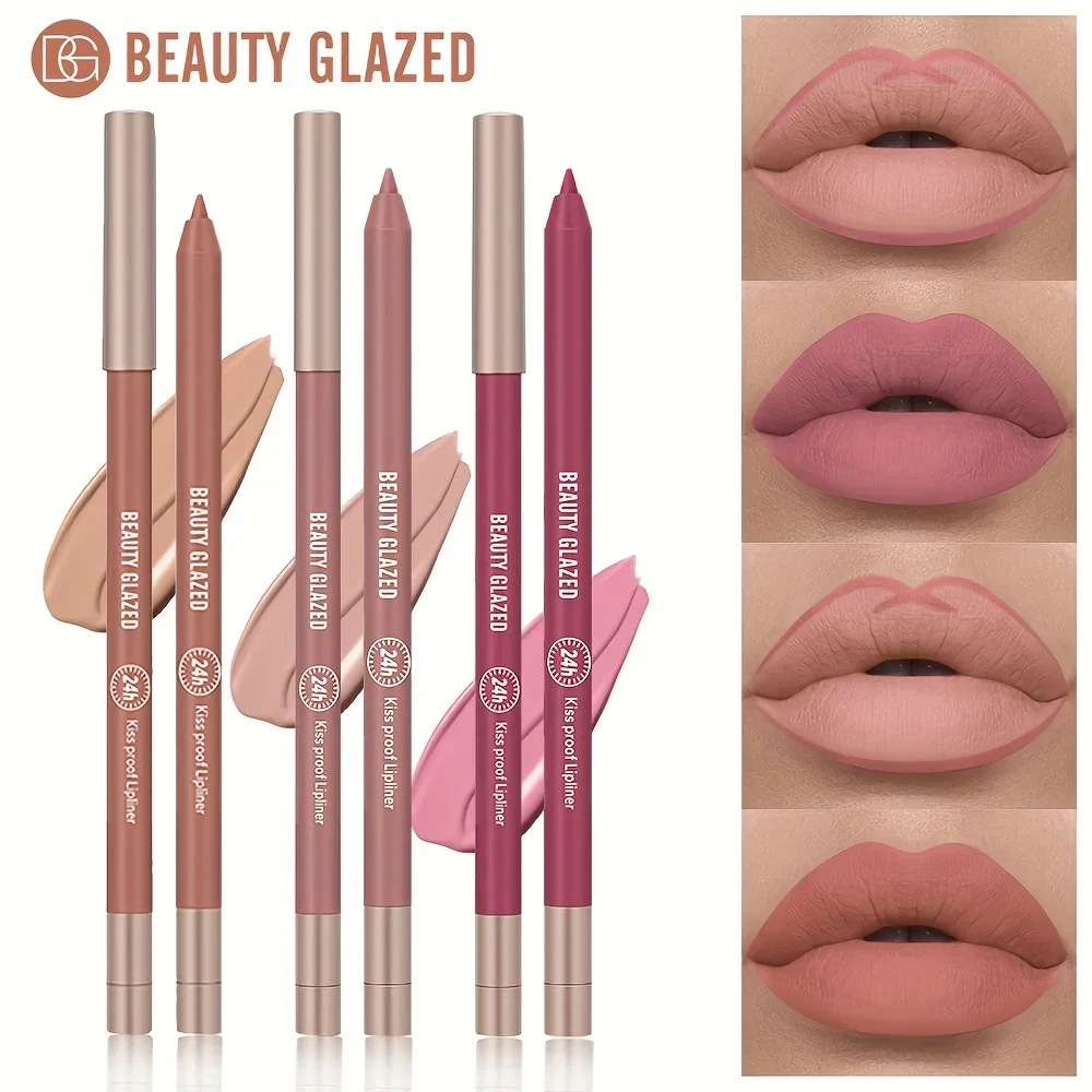 BEAUTY GLAZED 10-Farben-Nude-Lipliner, natürlicher, langlebiger, wasserfester, mattierter Effekt, einfach zu färbender und nicht verschmierender Lipliner Image