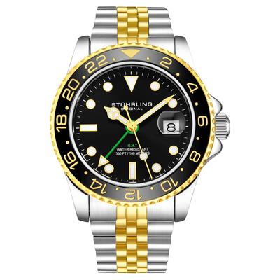 Schwarzer und gelber Meridian GMT Quarz 42mm Image