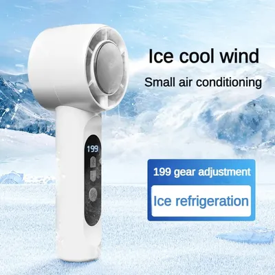 Handheld Portable Fan 199-Speed Desktop Fan USB Rechargeable Cooling Refrigeration Fan LED Display For Home Office Travel ﻿