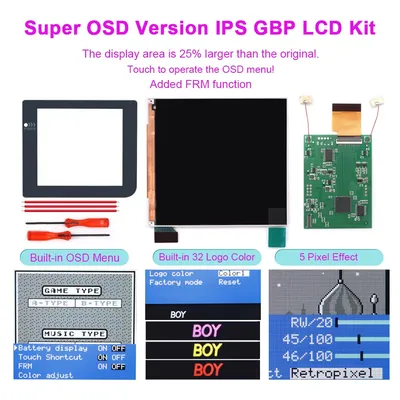 Built-in OSD Menu Retro Pixel High Backlight IPS Q5 Logo discoloration LCD Screen Kit With Pre-cut