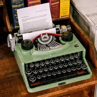 Compatible Display Retro Typewriter Building Blocks Marking Machine Keyboard Kids Gift Toy Christmas