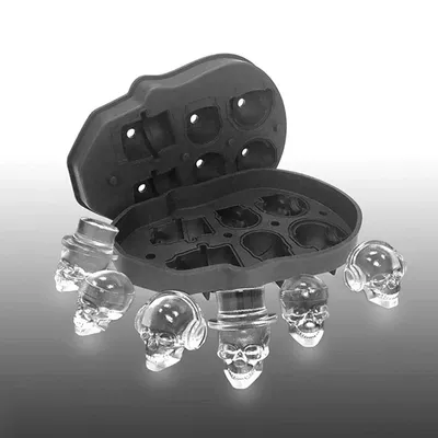 Skull Ice Maker Mold Bones Ball Tray Cake Candy Tools Kitchen Gadgets 4 6 Grid 3D Silicone Whiskey