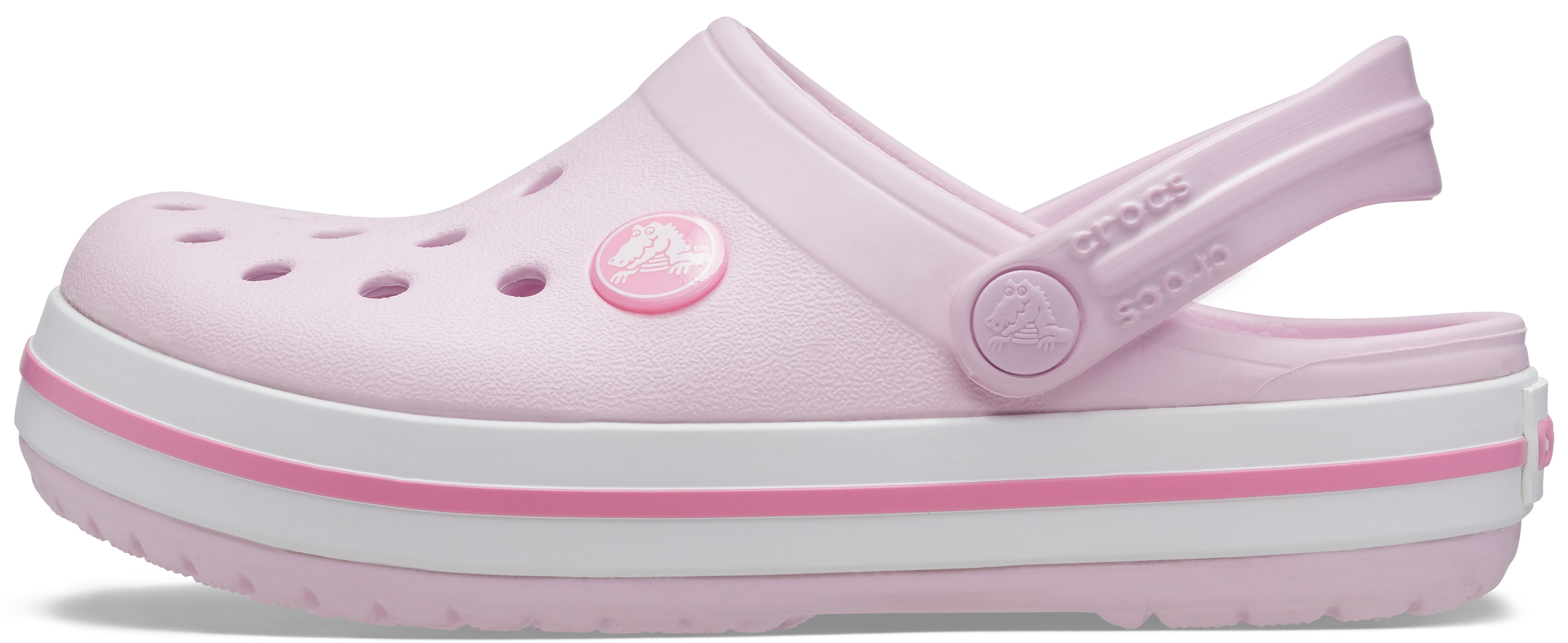Clog CROCS "Crocband Clog K", Kinder, Gr. 29, rosa (rosa, weiß), Croslite™, kontrastfarbene Details, Schuhe Clog, Sommerschuh, Schlappen, Hausschuh, Badeschuh mit Kontrast-Akzenten