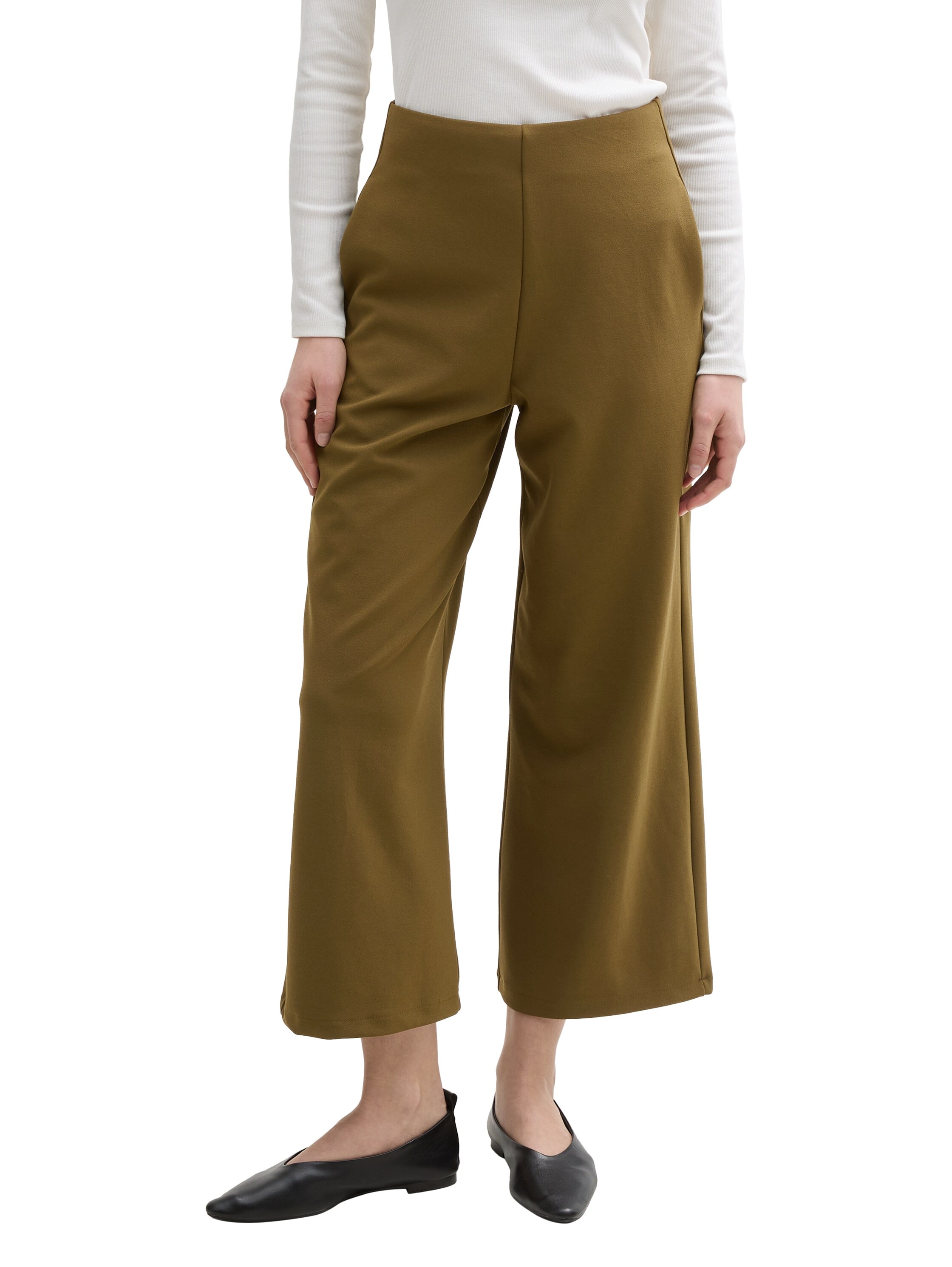 Culotte TOM TAILOR DENIM, Damen, Gr. S (36), N-Gr, golden oliv grün, Web, Obermaterial: 96% Polyester, 4% Elasthan, unifarben, gerade normal, Hosen Culotte, mit Eingrifftaschen