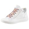Sneakerboots ARA "ROM", Damen, Gr. 8,5 (42,5), silber (weiß, silberfarben), Glattleder, kontrastfarbene Details, sportlich, Schuhe, High Top Sneaker, Schnürboots in Weite G (= weit)