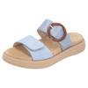Pantolette REMONTE, Damen, Gr. 42, blau (hellblau), Lederimitat, metallic, casual, Schuhe, Sommerschuh, Schlupfschuh in veganer Verarbeitung
