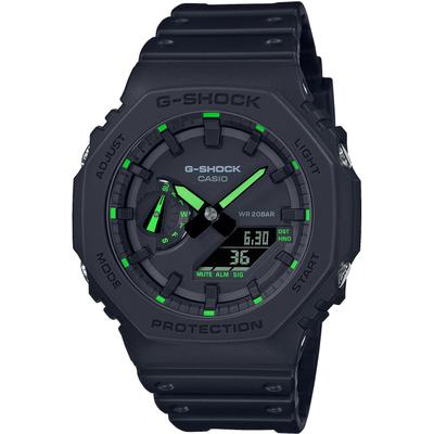 Chronograph CASIO G-SHOCK, schwarz (schwarz, neongrün), Armbanduhren, Herren, Quarzuhr, Armbanduhr,Herrenuhr,digital, bis 20bar wasserd.Resinarmband Image