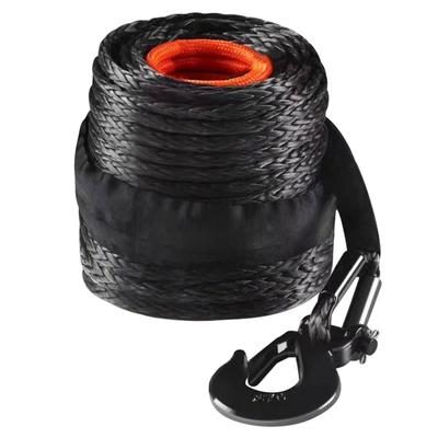 Synthetic Winch Rope, 3/8 Inch x 100 Feet 26,500 lbs Synthetic Winch Line Cable Rope with Protective Sleeve + Forged Winch Hook