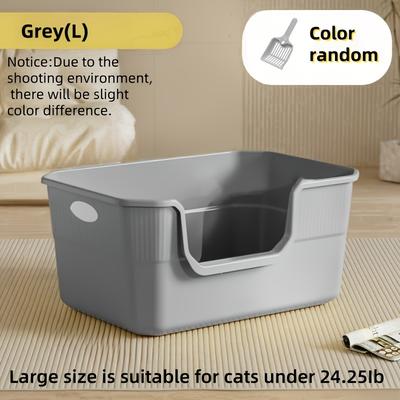 TEMU Large Cat Litter Box, With , In 4 Colors, , Easy To Get In And Out, Easy To Clean Image