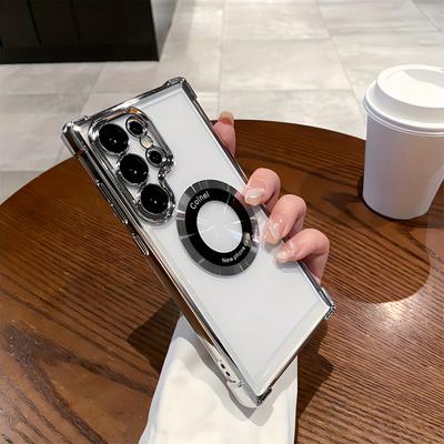 TEMU Transparent Magnetic Case With Camera Bumper Cover For Galaxy S24 Ultra, S23 Fe, S22, S21 Plus, And S25 Ultra Image