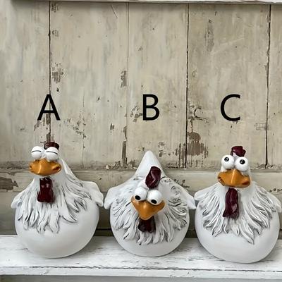 TEMU Fun Farm Chicken Statue: Resin Outdoor Decorations For Home Garden, Stairs, Courtyard And Backyard - Of 3 Chickens Image