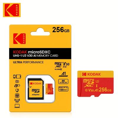 TEMU Kodak 256gb Micro Card, Class 10 4k Ultra Hd Shooting, A1 Smooth Performance, V30 Uhs-i Memory Card For Smartphones, Cameras, Drones - Includes Adapter Image