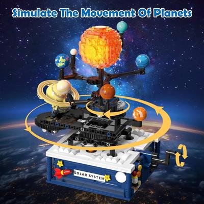 TEMU Solar System Building Block Toy With Rotating Handle 8 Planets Rocket Stand Design Image