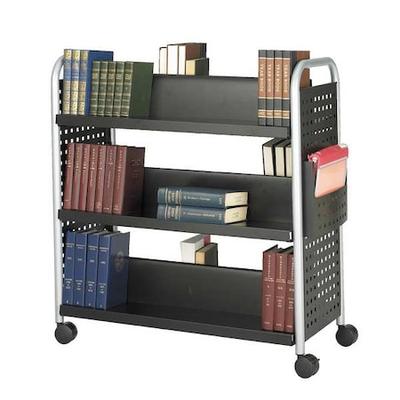 SAFCO 5335BL Book Cart,Double-Sided,Black