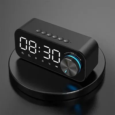 MP3 Alarm Clock, FM Radio, and Multifunction Music Player Wireless Bluetooth Speaker LED Display, Stereo Bass Bluetooth Speaker