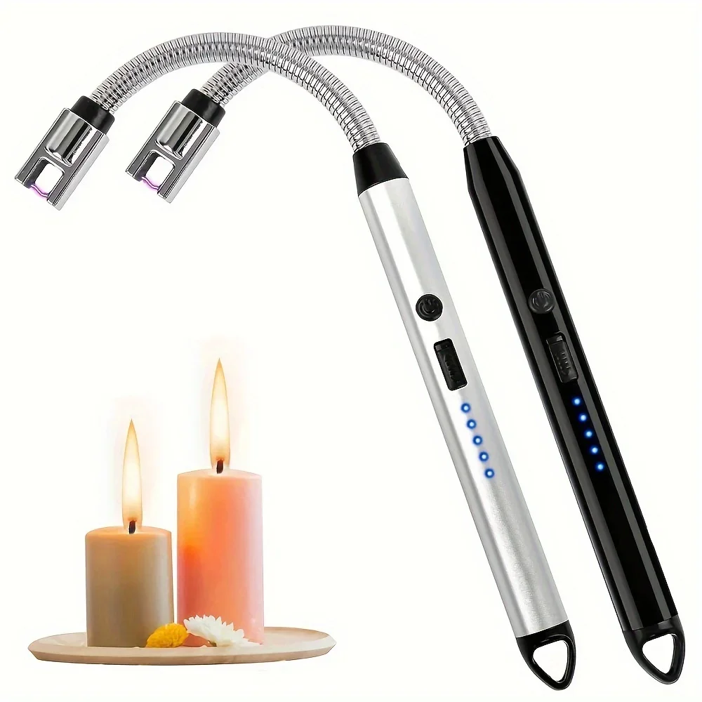 2er-Pack elektrisches Kerzenfeuerzeug, wiederaufladbares Plasma-Bogenfeuerzeug, ideal für Kerzen, Grillen, Camping, Küche, Kamine, Feuerwerk Image