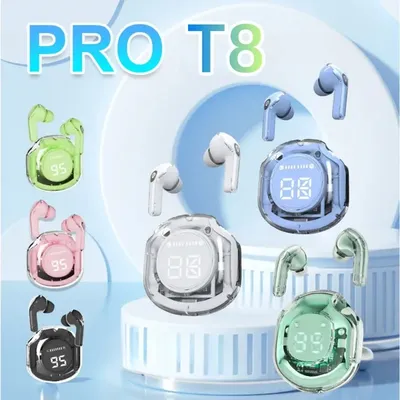 TWS T8 Drahtlose Bluetooth Kopfhörer Transparent HIFI Kopfhörer LED Power Digital Display Stereo Image