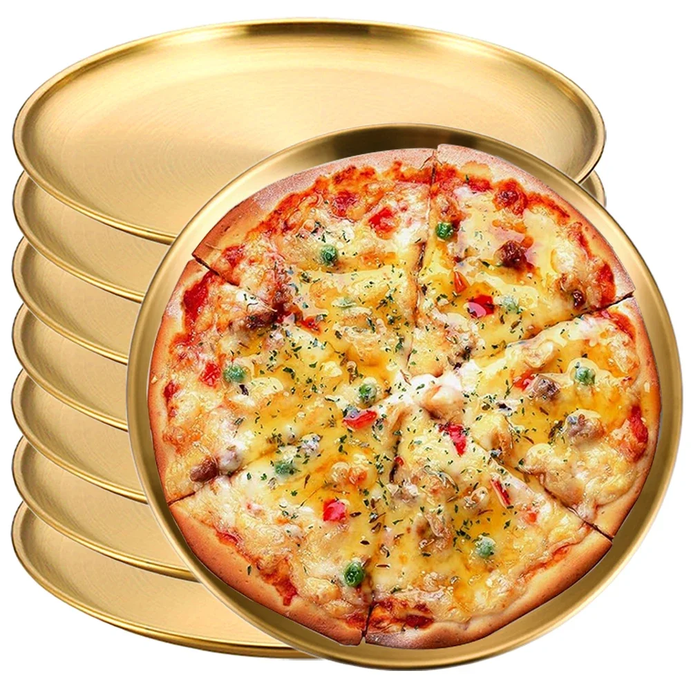 8 Stück runde Teller, Camping-Geschirr, rostfrei, stapelbar, Lebensmittel-Servierplatte für Salat, Obst, Dessert, Snack, Zuhause, Outdoor, Teller Image