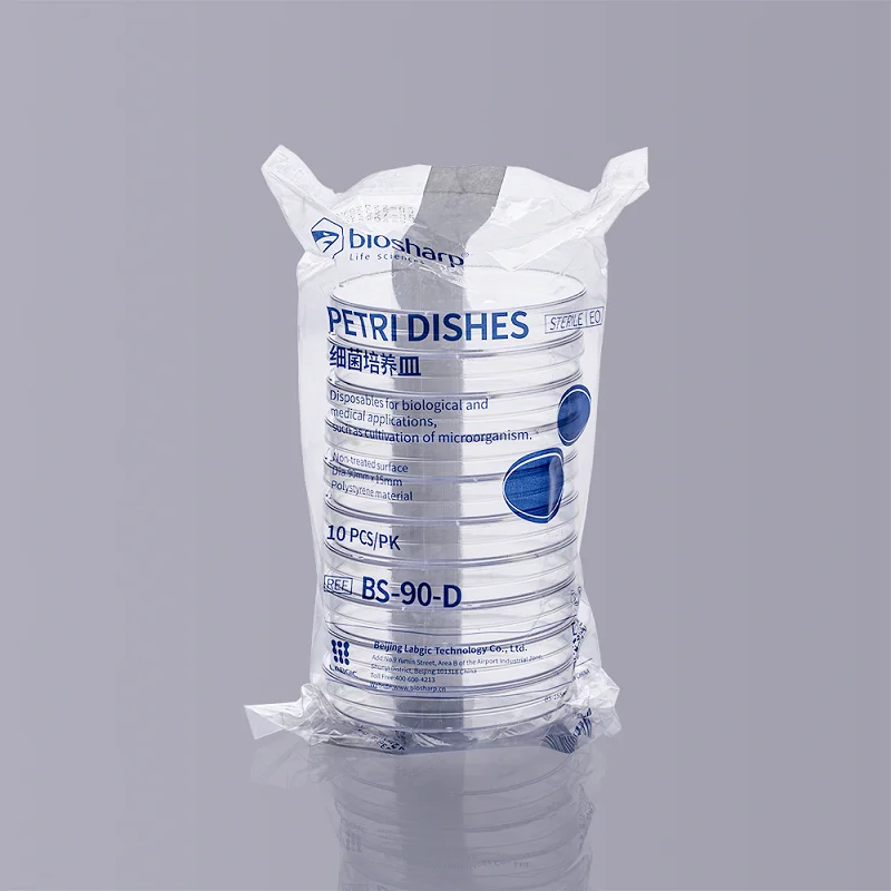 Biosharp 90 mm Petrischale, steril, Polystyrolmaterial, Durchmesser 90 mm x 15 mm, Gewicht 14,5 g, 10 Stück/Packung, BS-90-D Image