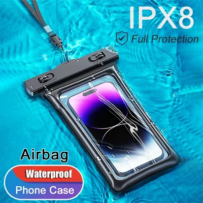 Universal Airbag Waterproof Bag Phone Case For Apple iPhone 16 15 14 13 12 11 Pro Max Xiaomi 14 Samsung S24 S23 Ultra Swim Cover