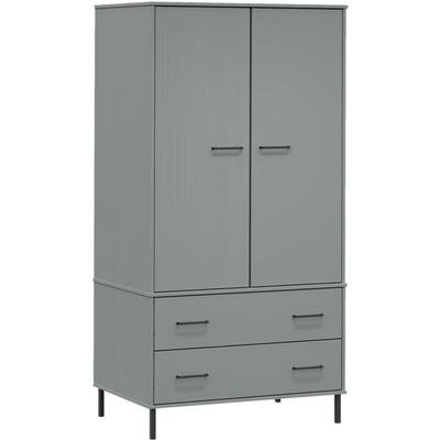 Vidaxl - Kleiderschrank oslo Metallbeine Grau 90x55x172,5cm Massivholz Image