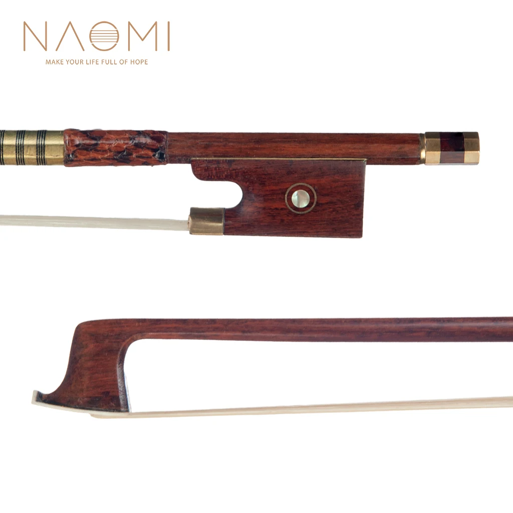 Naomi Master Vollständige Größe 4/4 Violine/Geige Bogen Pernambuco Ebene Schlangenholz Frosch Weiß Rosshaar Schnelle Reaktion Image