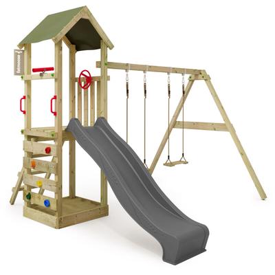 Fatmoose - Spielturm Klettergerüst KiwiKey mit Schaukel & Rutsche, Kletterturm mit Sandkasten, Image
