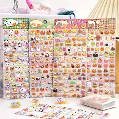 4 teile/los Nette Bären Dessert Lebensmittel 3D Puffy Aufkleber Aufkleber DIY Tagebuch Schreibwaren Image