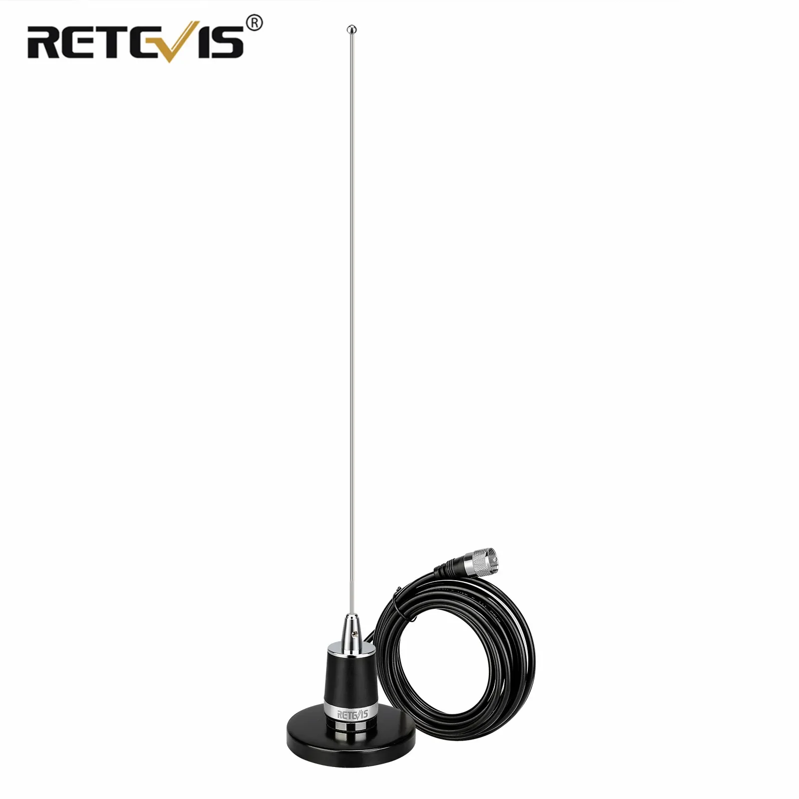 Retevis MR200 Autoantenne Dualband VHF/UHF 144/430 MHz mit magnetischer Halterung Basis NMO-Anschluss SL16-J Koaxialkabel für RT95 Image