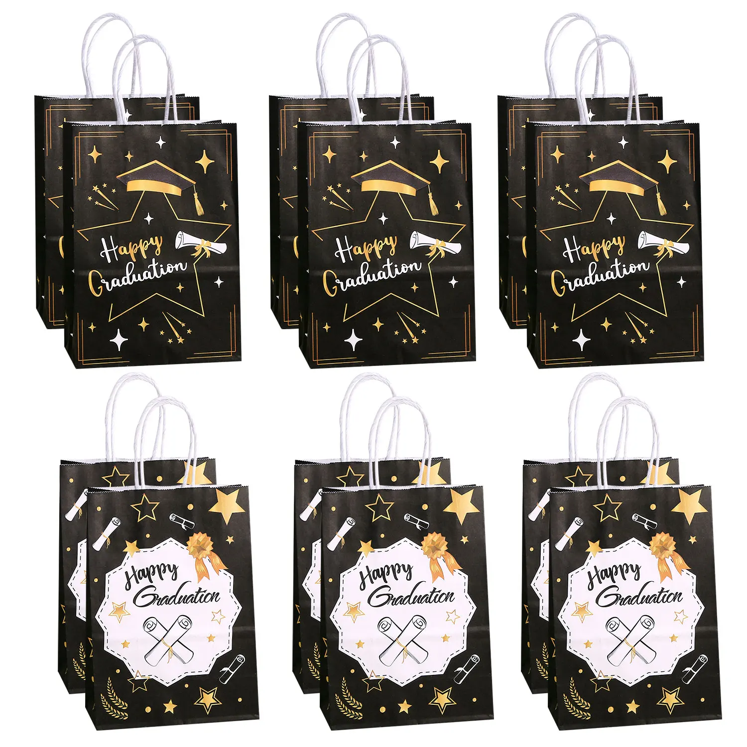 12/24 Stück Geschenktüten für Abschlussfeiern, Geschenktüten für Abschlussfeiern mit Griffen, für Abschlussfeiern, Partyzubehör, Dekoration Image