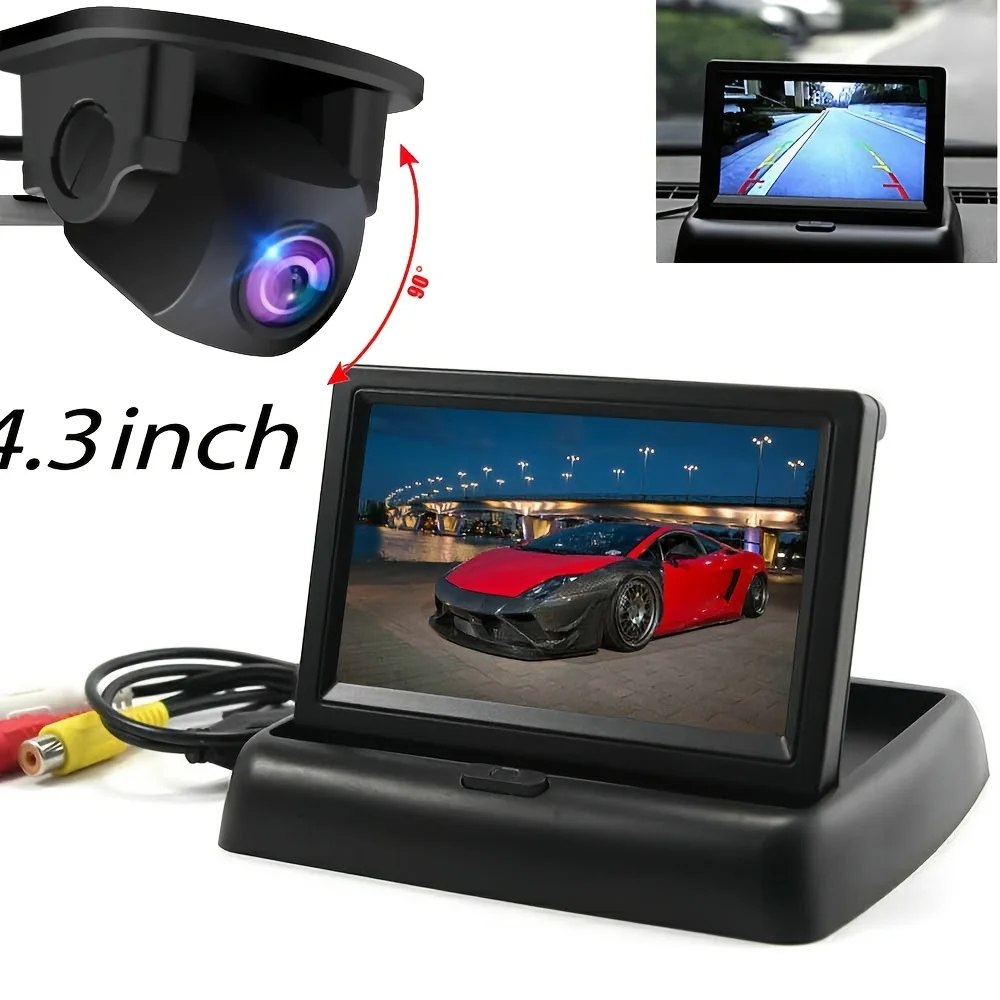 4,3-Zoll-faltbarer LCD-Monitor, Auto-Rückfahrkamera mit Parksystem für Pickup, Van, Wohnmobil, komplettes Set, ohne Batterie