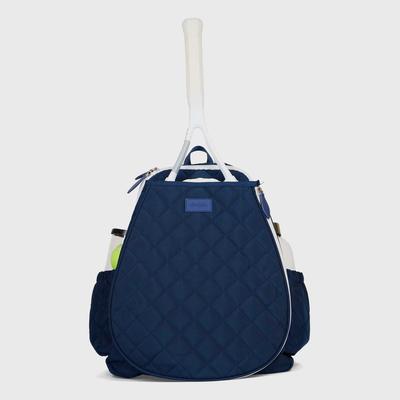 Ame & Lulu Game On Tennis Backpack Tennis Bags Quilted Navy White