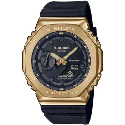 Chronograph CASIO G-SHOCK, schwarz (schwarz, goldfarben), Armbanduhren, Herren, Quarzuhr,Armbanduhr,Herrenuhr,digital, bis 20 bar wasserd.Resinarmband