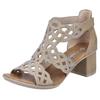 Sandalette RIEKER, Damen, Gr. 41, beige, Nubuklederimitat, unifarben, elegant, Schuhe, Sommerschuh, Schaftsandale, Urlaubschuh, Blockabsatz mit Glitzersteine