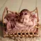 Newborn Photography Props Vintage Bed Woven Rattan Basket Baby Photo Shoot Furniture Posing Chair