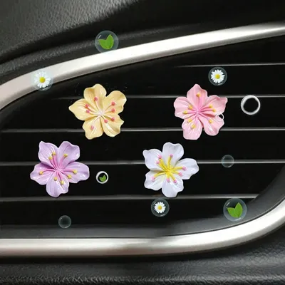 4PCS Flower Design Car Air Freshener Auto Air Outlet Aromatherapy For Women Car Flavoring Auto