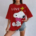 T-shirt oversize estiva da donna stampata Snoopy Camicia girocollo Pullover T-shirt modello top Abiti casual coordinati per la famiglia