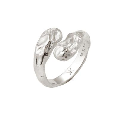 KUZZOI - Wickelring Gehämmert 925 Sterling Silber Ringe 1 ct Herren Image