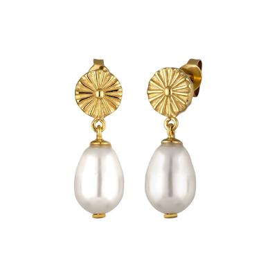 Elli - Ohrstecker Synthetische Perle Weiß 925 Sterling Silber vergoldet Ohrringe 1 ct Damen Image