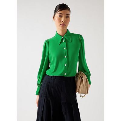 Sonya Bright Green Silk Blouse, Bright Green