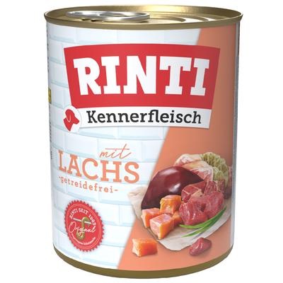 Sparpaket: 24x800g RINTI Kennerfleisch Lachs Hundefutter nass