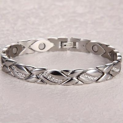 TEMU 1pc Titanium Steel Magnetic Bracelets For Women, Magnetic Braceletes With 3500 Magnets For Christmas Gift, Adjustable Wristband With Removal Tool, New Year Gifts Image