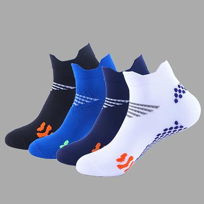 TEMU 4 Pairs Unisex Socks For Running, Fitness, And Hiking - Breathable Short Socks With Striped Pattern, 60. Polyester 40. Spandex, Knit Fabric, 250g/m² Weight, Hand Wash Only, Cute Sock Image