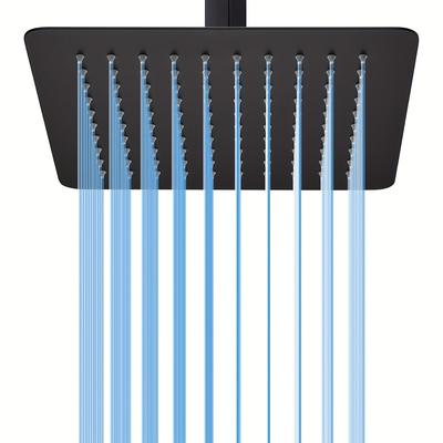 TEMU 12/16 Inch Large Rain Showerhead Ceiling Mount Slim High-pressure Fixed Rain Showerhead Stainless Steel Full Body Rain Showerhead Waterfall Bathroom Square Showerhead Matte Black Image