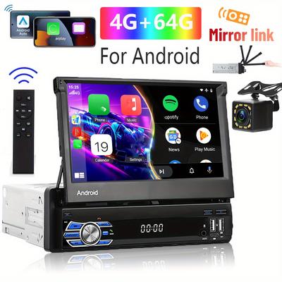 TEMU 2+64g Car Radio Autoradio 1 Din 7'' Touch Screen Car Multimedia Player Gps Navigation Wifi Auto Mp5 Wireless Usb Fm Swc Rear View Camera